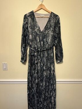 Ava & Viv Green and Biege Snake-Print Maxi Dress